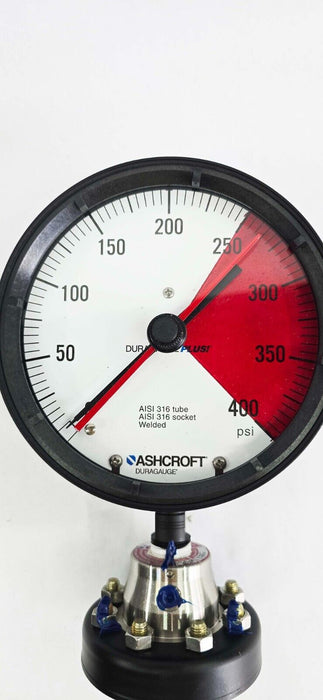 Ashcroft 60-1379 Duragauge Plug 0-400 PSI, AISI 316 w/ Type 200 Diaphragm Seal