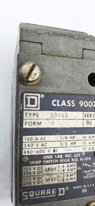 Square D 9007C54B2 Limit Switch Series B