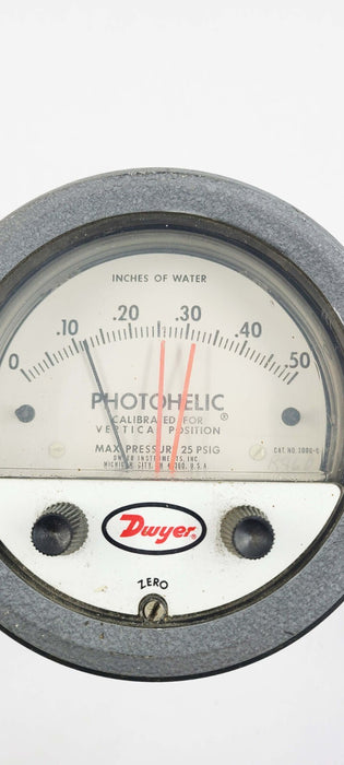 Dwyer 3000-00C Photohelic Pressure Switch/Gauge, 0-.50" W.C. Range