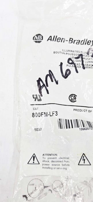 Allen Bradley 800FM-LF3 Illuminated Flush Push Button Green