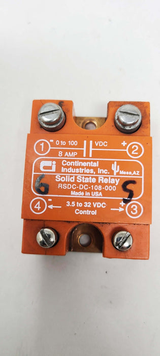 5 PACK - Continental Industries RSDC-DC-108-000 0-100V 8A Solid State Relay