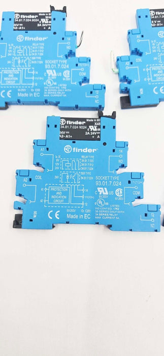 5 PACK - Finder 34.81.7.024.9024 Relay w/ Socket 93.01.7.024