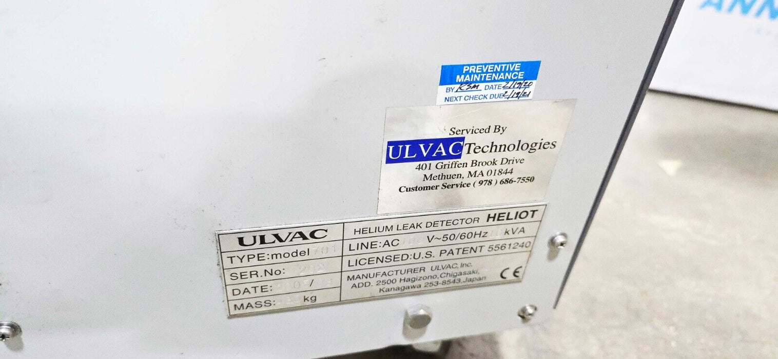 Ulvac Heliot 710 Leak Tester