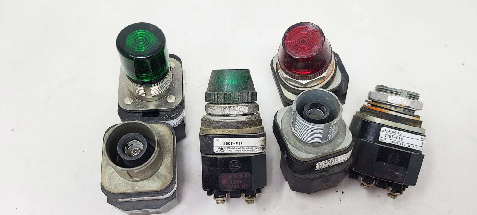 Lot Of (6) ALLEN BRADLEY 800T-P16 120V PILOT LIGHT Green/Red