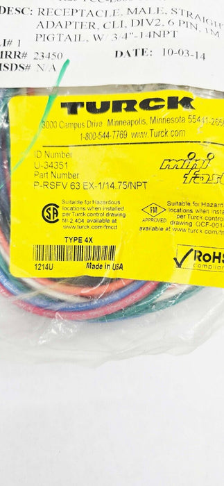 Turck P-RSFV 63 EX-1/14.75/NPT ID# U-34351