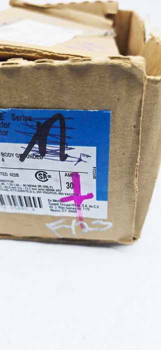 Eaton Crouse-Hinds APR3465 600 VAC/250 VDC 30 Amp 4-Pole 3-Wire Cable Connector