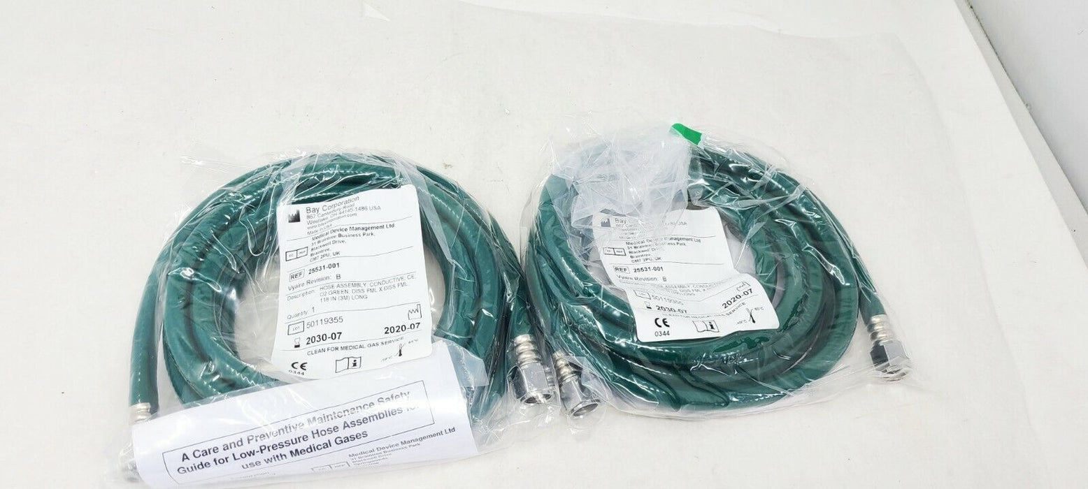 25 Pack - Green Oxygen Hose 25531-001 118"/3M LONG DISS FML X FML EXP 2030