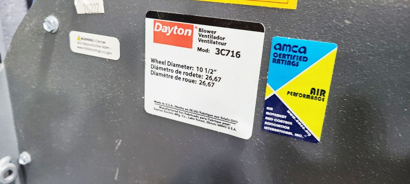 DAYTON 3C716 Blower 10 1/2" Wheel Diameter