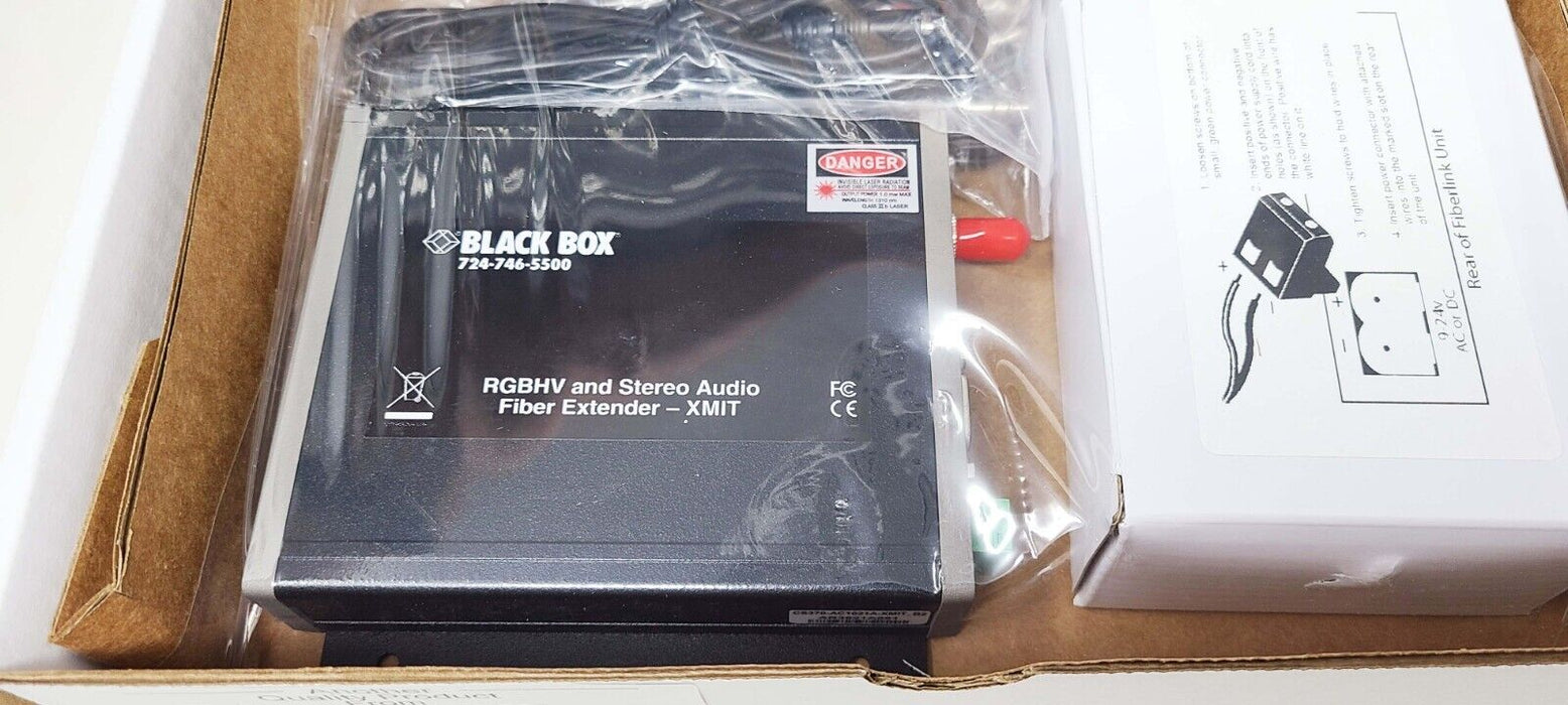 Black Box VGA/Stereo-Audio Fiber Extender Kit AC1020A AC1021A-XMIT & AC1021A-REC