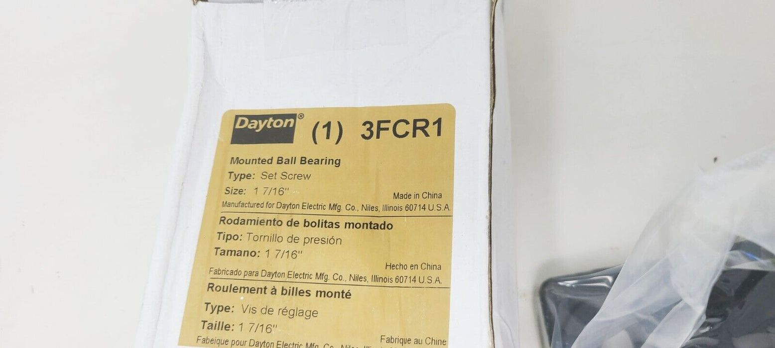 Dayton 3FCR1 Mounted Ball Bearing, 1 7/16 In Bore